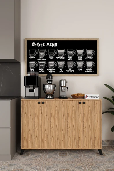 AYMOBSAN Vista Kahve Kahve Köşesi 4 Kapaklı Çok Amaçlı Dolap Kiler Mutfak Dolabı Beyaz ürün görseli 1