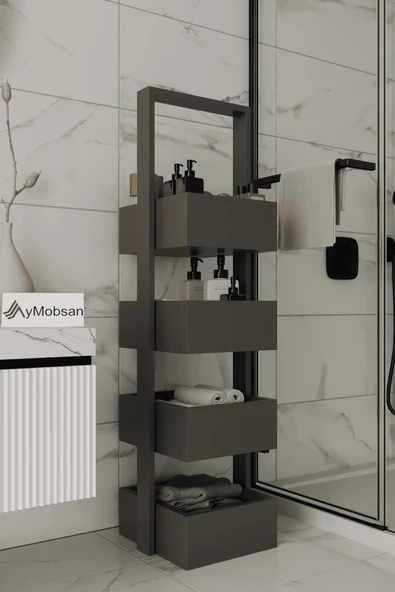 AYMOBSAN Multi Çok Amaçlı Banyo Rafı, Mutfak Rafı, Sepetli Çok Amaçlı Raf, 4 Raflı 120 CM ürün görseli 1