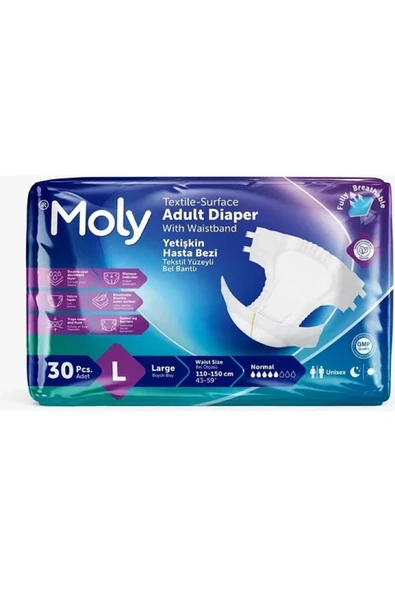 Moly Bel Bantlı Hasta Bezi Large 30'lu X 2 Adet ürün görseli 1
