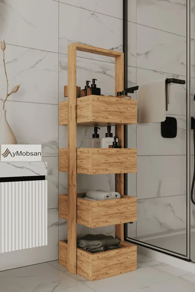 Multi Çok Amaçlı Banyo Rafı, Mutfak Rafı, Sepetli Çok Amaçlı Raf, 4 Raflı 120 CM ürün görseli 1