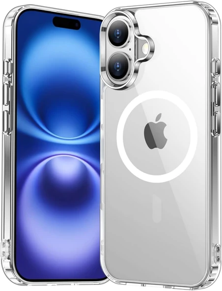 Cisteen Apple iPhone 16 uyumlu Magsafe Şarj Özellikli Şeffaf Sert PC SARARMAZ Telefon Kılıfı  ürün görseli 1