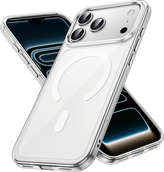 Cisteen Apple iPhone 17 Pro Max uyumlu Magsafe Şarj Özellikli Şeffaf Sert PC SARARMAZ Telefon Kılıfı  ürün görseli 1