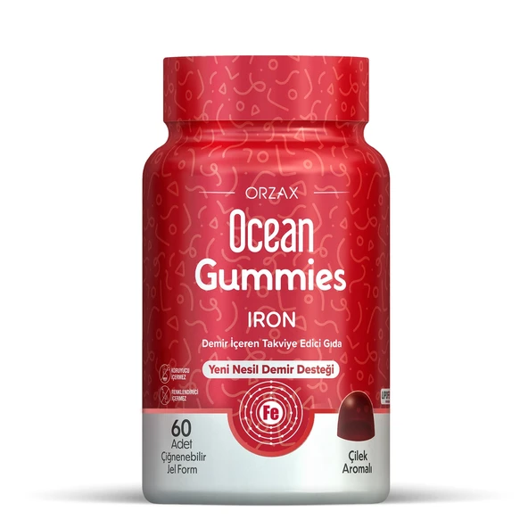 Ocean Gummies Iron Demir İçeren Takviye Edici Gıda 60 Çiğnenebilir Jel Form ürün görseli 1