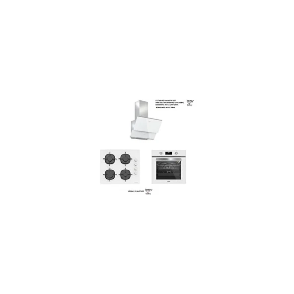 Silverline 3'lü Beyaz Cam Ankastre Set (3490 Oslo 60 BEYAZ+CS5335W01+BO6502W02) ürün görseli 1
