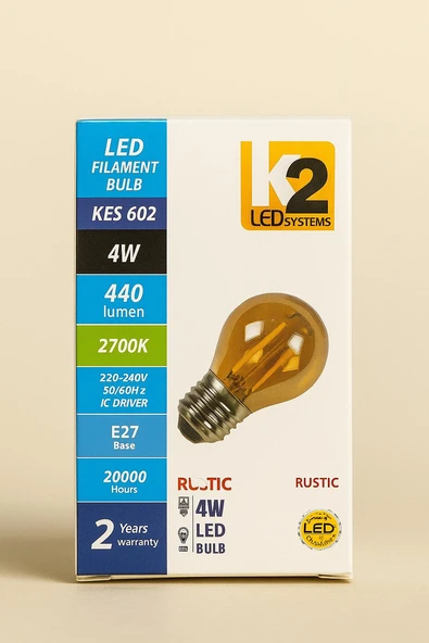 K2 LED Systems G45 4W LED Filament Ampul ürün görseli 1