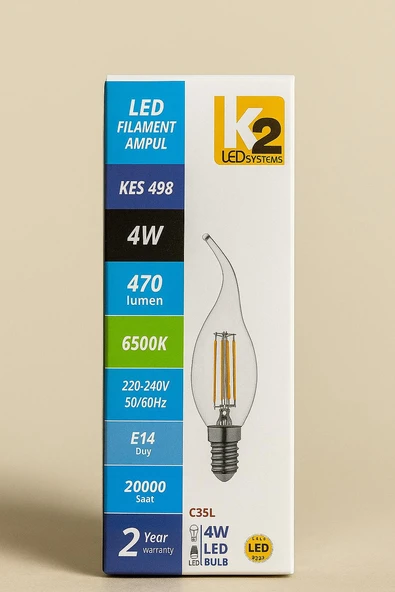 K2 LED Systems 4W LED Filament Ampul ürün görseli 1