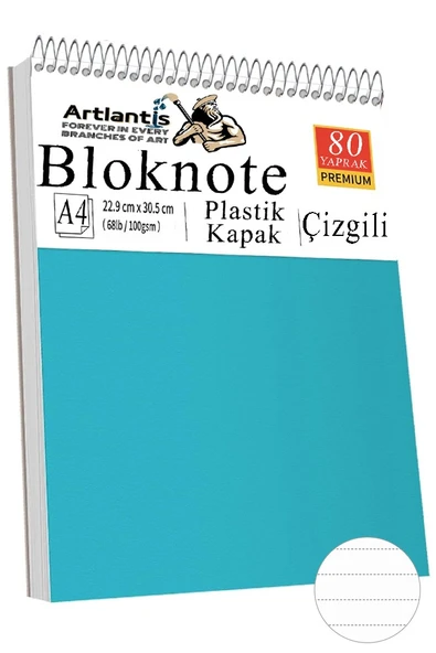Telli Masaüstü Not Defteri Çizgili A4 1 Adet Masa Üstü Plastik Kapaklı Spiralli Bloknot Blocknote 80 Yaprak Okul Ofis ürün görseli 1