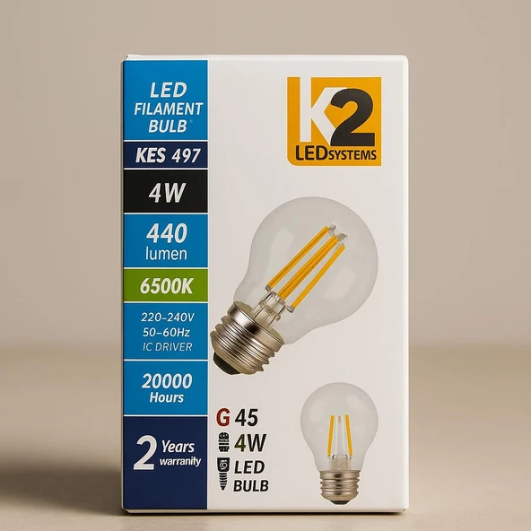K2 LED Systems G45 4W LED Filament Ampul ürün görseli 1