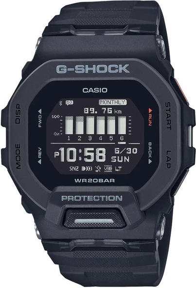 Casio GBD-200-1DR G-SHOCK Siyah Kol Saati Dijital Erkek 1 ATM Suya Dayanıklı Silikon Kordonlu