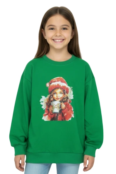 Kız Sweatshirt 2 İplik Şardonlu Baskılı Noellik ürün görseli 1