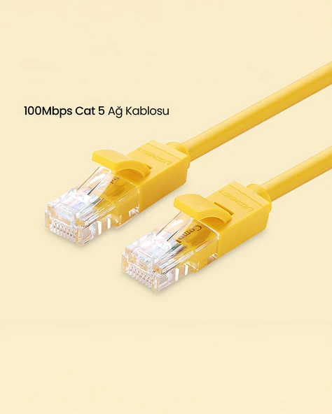 UGREEN CAT5e Ethernet Kablosu, 3 Metre, Sarı, 11232 - Resim 5