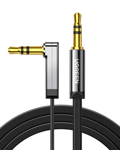 UGREEN 90 derece Dik Açılı 3.5mm Flat Aux Ses Kablosu 1 Metre, 10597 ürün görseli 1