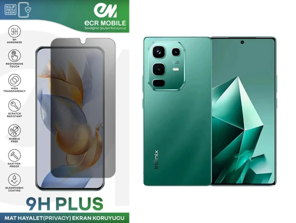 Infinix Note 50 ile Uyumlu Ekran Koruyucu 9H Esnek Nano Kırılmayan MAT HAYALET(Privacy) ürün görseli 1