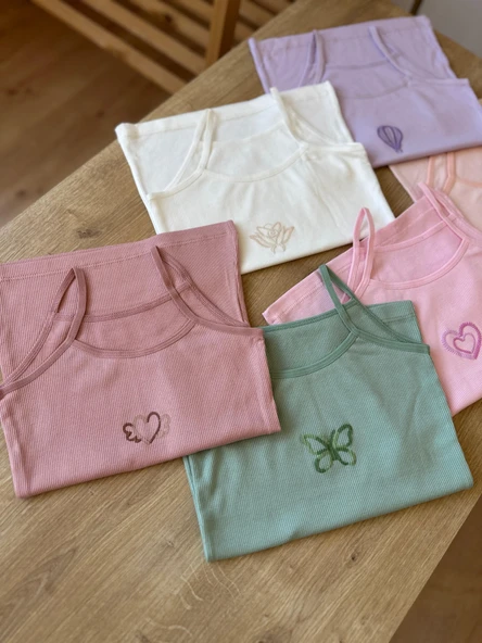 Pembe Kız Çocuk Askılı Atlet ve Boxer Seti ürün görseli 1
