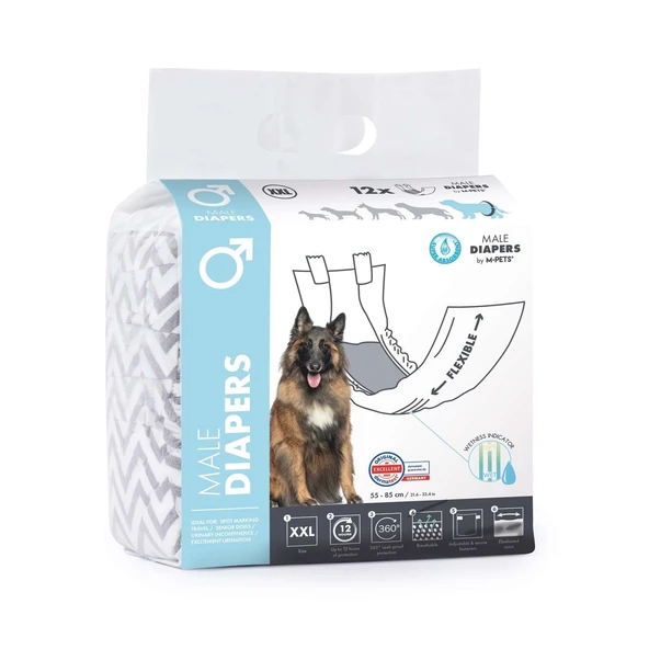 M-PETS DIAPERS ERKEK KÖPEKLER İÇİN KÜLOT (XXL) 12Lİ ürün görseli 1