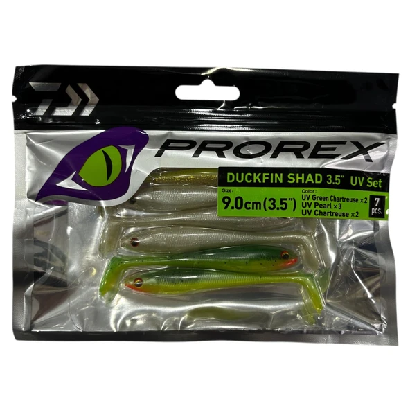 PTTAVM: Daiwa Prorex Duckfin Shad 9cm 7 Adet Silikon Yem (UV Set)