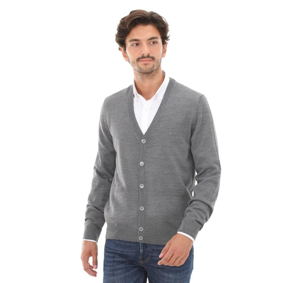 52216 SANFA V YAKA TRİKO CEKET - Resim 5