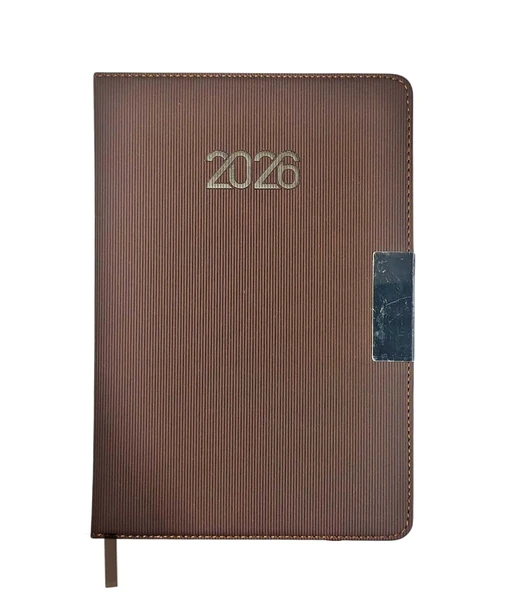 2026 Ajanda Dokulu Günlük Ajanda A5 (15x21 cm) - Kahverengi ürün görseli 1