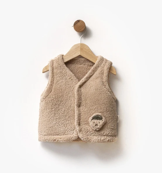 Cozy Bej Peluş Bebek Yeleği ürün görseli 1