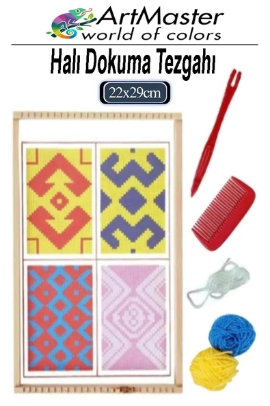 Halı Dokuma Tezgahı 22x29 cm 1 Paket Okul Çocuk Hobi Elişi Tezgah Halı Dokuma Seti Okul Sınıf Etkinlik ürün görseli 1