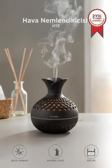 Hava Nemlendiricisi Led Işıklı Flower Ultrasonik 300 ML H15 Koyu Kahverengi ürün görseli 1