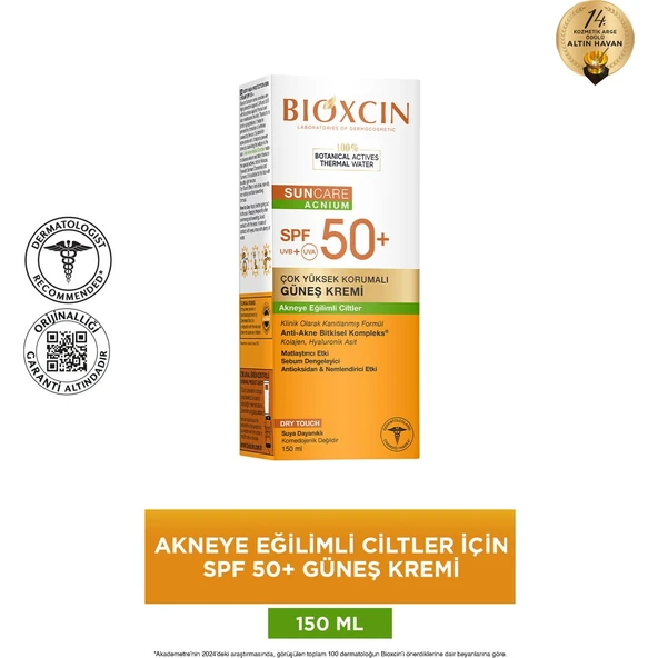 Bioxcin Sun Care Akneye Eğilimli Ciltler İçin Güneş Kremi 50 Spf - Akne, Dry Touch, Mat - Büyük Boy 150 ml ürün görseli 1