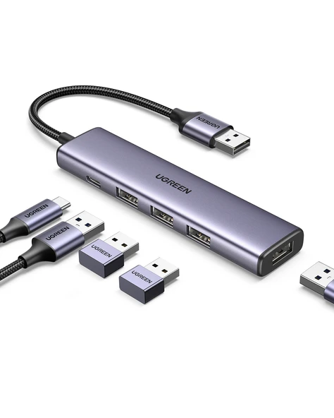 UGREEN USB Hub 4 USB 3.0 Bağlantı Noktası Veri Yuvası USB., 20805 ürün görseli 1