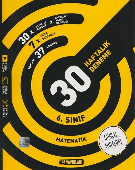 6. Sınıf Matematik 30 Haftalık Kazanım Denemeleri Hız Yayınları ürün görseli 1