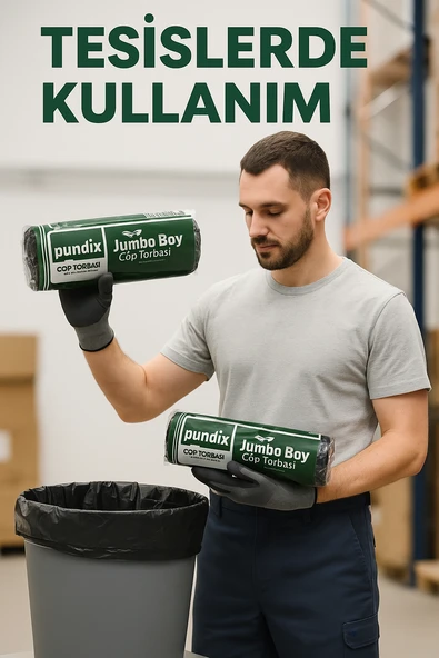 Pundix J500 Endüstriyel Çöp Poşeti 80 110 cm Jumbo Boy Kalın Seri 1 Koli 20 Rulo 200 Adet Dayanıklı Sızdırmaz ve Geniş Hacimli Çöp Torbası ürün görseli 1