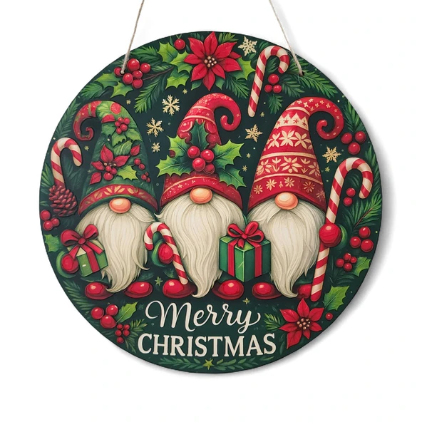 Yılbaşı Cüceleri Kapı ve Duvar Süsü Merry Christmas 1 ürün görseli 1