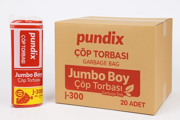 Pundix J300 Çöp Poşeti 80X110 cm Siyah Kalın 10’lu Rulo 1 Koli 20 Rulo Çöp Torbası ürün görseli 1