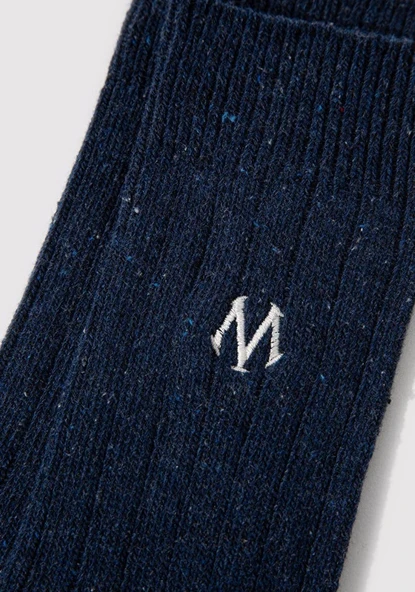 Mavi M Logo Nakışlı Unisex Çorap - Resim 3