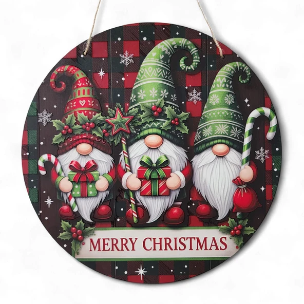 Yılbaşı Cüceleri Kapı ve Duvar Süsü Merry Christmas 2 ürün görseli 1