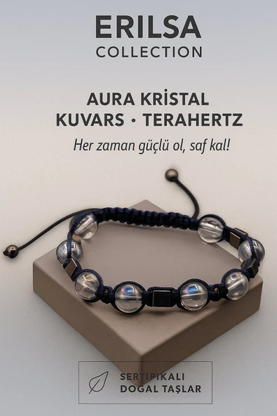 Sertifikalı Aura Kristal Kuvars Terahertz Taşı Bileklik – Her Zaman Güçlü Ol, Saf Kal ürün görseli 1