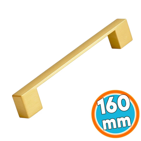 Mobilya Çekmece Mutfak Dolabı Dolap Kapak Kulpları Kulb 160 mm Metal Mat Altın Gold Kulp ürün görseli 1