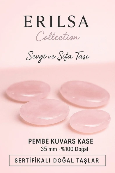 Sertifikalı Pembe Kuvars Doğal Taş Kase 35 mm Sevgi ve Şifa Taşı ürün görseli 1