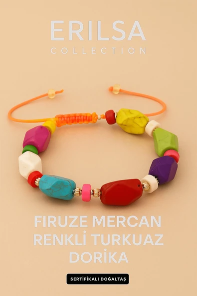 Sertifikalı Dorika Firuze Mercan Renkli Turkuaz Taşı Bileklik – Enerjini Renklerle Yenile ürün görseli 1