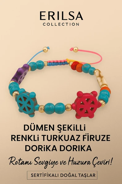 Sertifikalı Dümen Dorika Renkli Turkuaz Firuze Taşı Bileklik – Rotanı Sevgiye Enerjini Huzura Çevir ürün görseli 1