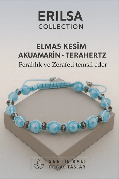 Sertifikalı Elmas Kesim Terahertz - Akuamarin Taşı Bileklik – Zerafet ve Ferahlık Taş ürün görseli 1