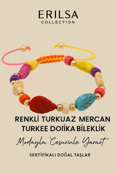 Sertifikalı Yaprak Renkli Turkuaz Mercan Dorika Taşı Bileklik – Modayla Cesur Ol, Ruhunu Yansıt ürün görseli 1