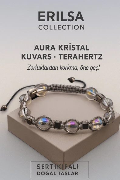 Sertifikalı Terahertz Aura Kristal Kuvars Taşı Bileklik – Zorluklardan Korkma, Güçlen ve Öne Geç ürün görseli 1