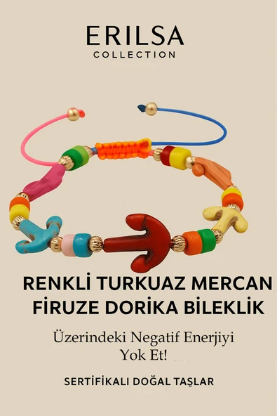 Sertifikalı Çapa Renkli Turkuaz Mercan Firuze Taşı Bileklik – Negatif Enerjiyi Yok Et Gücünü Hisset ürün görseli 1