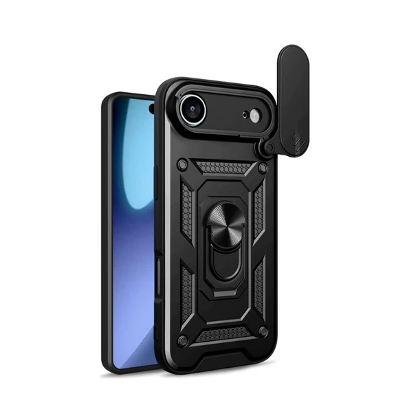 Gpack iPhone 17 Air uyumlu Kılıf Pars Sürgülü Kamera Korumalı Yüzüklü Sert Silikon ürün görseli 1