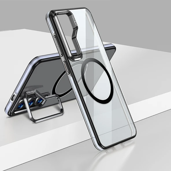 Gpack Samsung Galaxy S25 uyumlu Kılıf Wlons Magsafeli Renkli Çerçeve Standlı Efsane Kapak ürün görseli 1