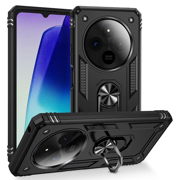 Gpack Xiaomi Redmi 14C 4G uyumlu Kılıf Vega Sert Silikon Tank Standlı Yüzüklü Mıknatıslı ürün görseli 1