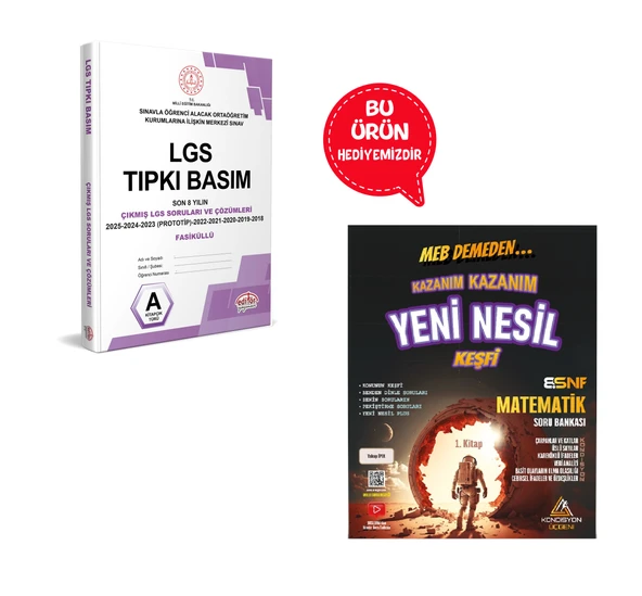 2025-2026 LGS Tıpkı Basım Son 8 Yılın Çıkmış Soruları ve Çözümleri + Matematik Soru Bankası Hediyeli ürün görseli 1