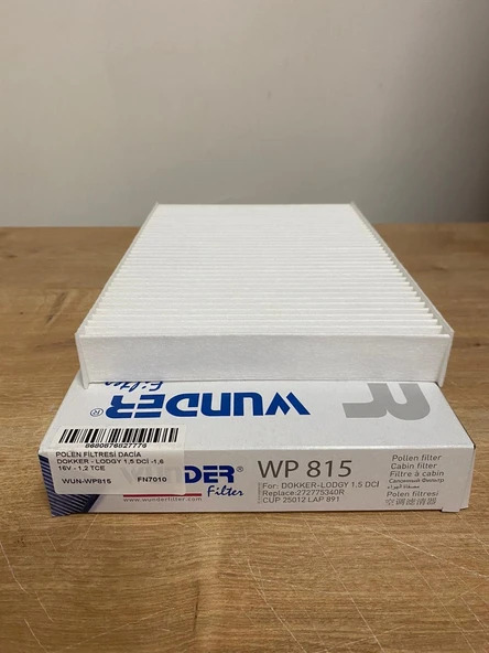 Wunder WP815 Polen Filtresi Dacia Dokker 1.2tce - 1.6 16V - 1.5dcı / Dacia Lodgy 1.2tce - 1.6 - 1.5dcı 272772621R 272775340R A22002400 27277-4BA0A 272774BR0A 272774BU0A 272774BU0P ürün görseli 1