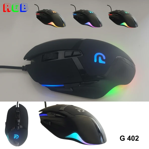 Trio - G402 Siyah RGB Gaming Mouse | Kablolu Oyuncu Faresi ürün görseli 1