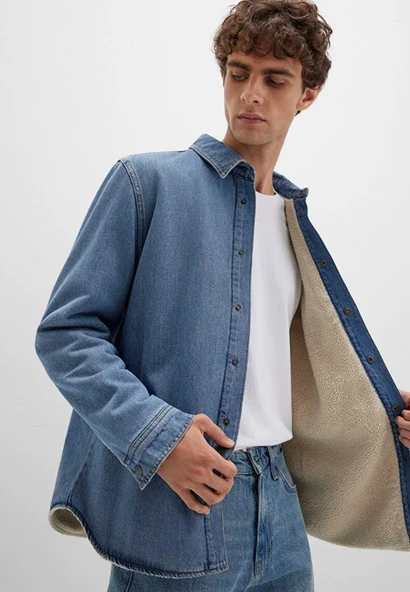 Mavi 0211186 Jeremy Classic Denim Süni Kürklü Indigo Mavisi Erkek Kot Ceket ürün görseli 1