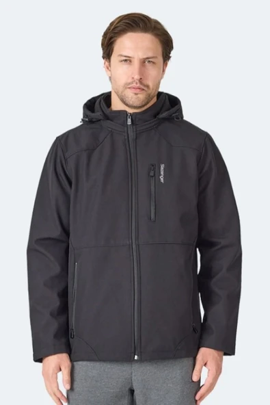 Slazenger Harmonic Erkek Siyah Softshell Kapüşonlu Fermuarlı Mont ürün görseli 1
